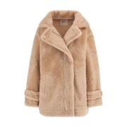 Guess Shearling Kappa i Beige Ecopelliccia Stil Beige, Dam