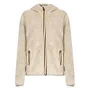 K-Way Beige Velvet Huva Jacka med Fickor Beige, Dam