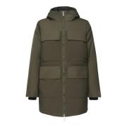 K-Way Army Green Nylon Parka med Integrerad Huva Green, Herr