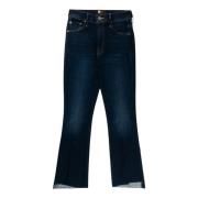 Mother Modern Fray Straight Jeans Blue, Dam