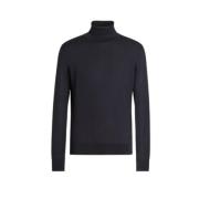 Ermenegildo Zegna Lyxig Cashmere-Silke Turtleneck Tröja Black, Herr