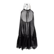 Stella McCartney Svart Bomull Midi Klänning Black, Dam