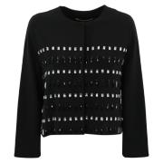 Max Mara Studio Svart juveldekorerad damjacka Black, Dam