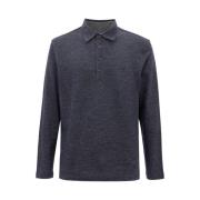 Corneliani Blått Ull Polo Skjorta Blue, Herr