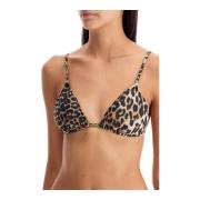 Ganni Leopardmönstrad Bikini Topp med Fjärilsdetalj Beige, Dam