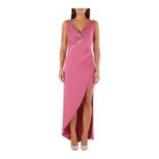 MET Rosa High-Low Maxi Klänning med Rhinestone Detaljer Pink, Dam