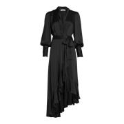 Zimmermann Elegant Sidens Midi Wrap Klänning Black, Dam