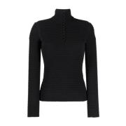 Salvatore Ferragamo Svart Mock-Neck Tröja Black, Dam