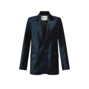 Forte Forte Velvet Blazer Notte Blue, Dam