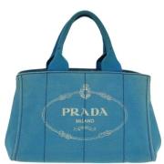 Prada Vintage Pre-owned Canvas handvskor Blue, Dam