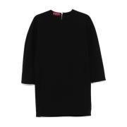 Gucci Svart Ull Crepe Klänning Black, Dam