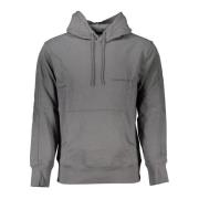 Calvin Klein Grå hoodie med central ficka och logotyptryck Gray, Herr