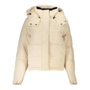 Calvin Klein Beige Huva Jacka med Avtagbar Huva Beige, Dam