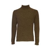 Daniele Fiesoli Brun Melange Mock Neck Sweater Brown, Herr