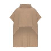 American Dreams Elegant Ärmelös Rullkrage Poncho Brown, Dam