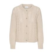 American Dreams Mjuk Cable Knit Cardigan Beige Beige, Dam