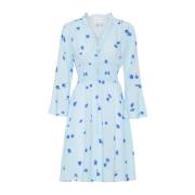 American Dreams Blommig Kort Klänning med Smock Midja Blue, Dam