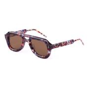 Thom Browne Rektangulära Aviator Solglasögon - RWB Tortoise Multicolor...