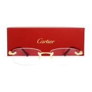 Cartier Eleganta Rektangulära Glasögon Yellow, Unisex