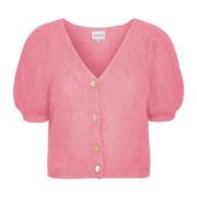 American Dreams Rosa V-ringad Mohair Cardigan Pink, Dam