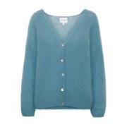 American Dreams Batikinspirerad Mohair Cardigan Blue, Dam