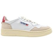 Autry Sneakers Låg Läder Mocka Vit Röd Beige, Dam