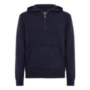 Boggi Milano Cashmere Blend Hoodie Blue, Herr