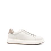 Woolrich Vita Läder Sneakers Snörning Logo Patch White, Herr