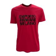 Emporio Armani Röd Bomull T-shirt med Kort Ärm och Logotyp Red, Herr