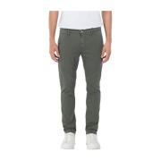 Replay Slim Fit Chino Byxor med Stone Wash Green, Herr