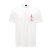 Emporio Armani Vit polo med broderad röd örnelogo White, Herr