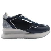 Apepazza Navy Silver Sneakers Mid-High Style Black, Dam