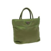 Prada Vintage Pre-owned Nylon handvskor Green, Dam