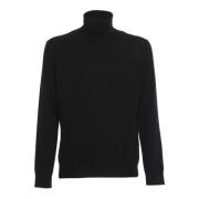 Emporio Armani Svart Ulltröja med Broderad Örnlogotyp Black, Herr