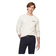 Tommy Hilfiger Heathered Speckled Graphic C Neck Sweater Beige, Herr