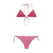 Oseree Rosa Lurex Triangel Bikini Set Pink, Dam