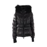 Moncler Svarta Grenoble Kappor med Avtagbar Päls Black, Dam