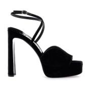 Jimmy Choo Sammet V-Cut Platta Sandaler Black, Dam