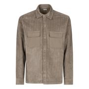 04651/ A trip in a bag Minimalistisk Krageknapp Overshirt Beige, Herr