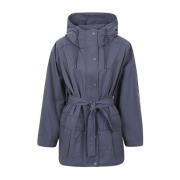 Max Mara Weekend Blå Bomull och Nylon Kort Parka Blue, Dam