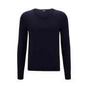 Hugo Boss V-neck Knitwear Blue, Herr