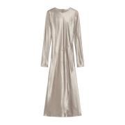 Max Mara Satin Klänning med långärmad Beige, Dam