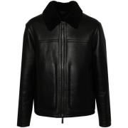 Calvin Klein Svart Shearling Dragkedja Kappa Black, Herr