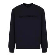 Emporio Armani Marinblå Sweatshirt med Ton-i-Ton-Logotyp Blue, Herr