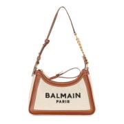 Balmain B-Army canvasväska med läderinsatser Beige, Dam