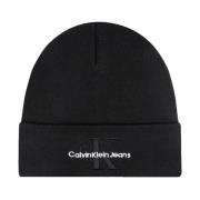 Calvin Klein Minimalist Logo Beanie Black, Herr