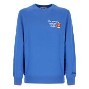 Saint Barth Blå Crew Neck Tröja med Brodyr Blue, Herr