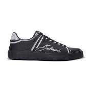 Balmain B-Court tryckta kalvskinnssneakers Black, Herr