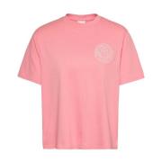 Tommy Hilfiger Lyxig Urban Tee med fram- och bakttryck Pink, Dam