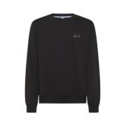 Sun68 Bomull Crewneck Sweatshirt med Broderad Logotyp Black, Herr